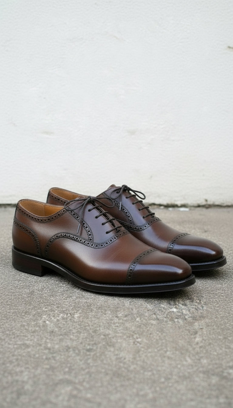 Handmade Mens Brogue, Lace Up Dress Shoes, Men Brown Leather Office Shoes