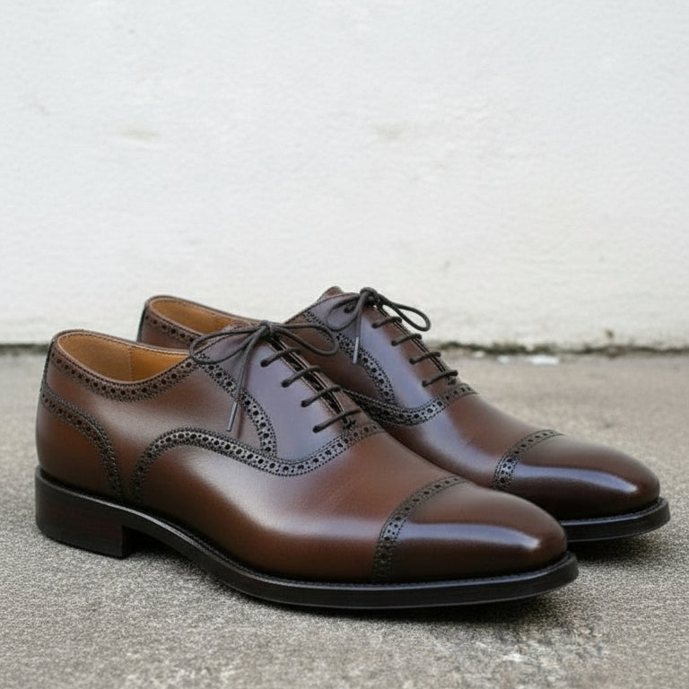 Handmade Mens Brogue, Lace Up Dress Shoes, Men Brown Leather Office Shoes