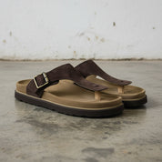 Unisex Dark Brown Suede Thong Sandals