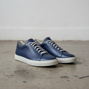 Men's Navy Blue Lace-Up Leather Sneakers