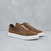 Men's Brown Suede Slip-On Sneakers