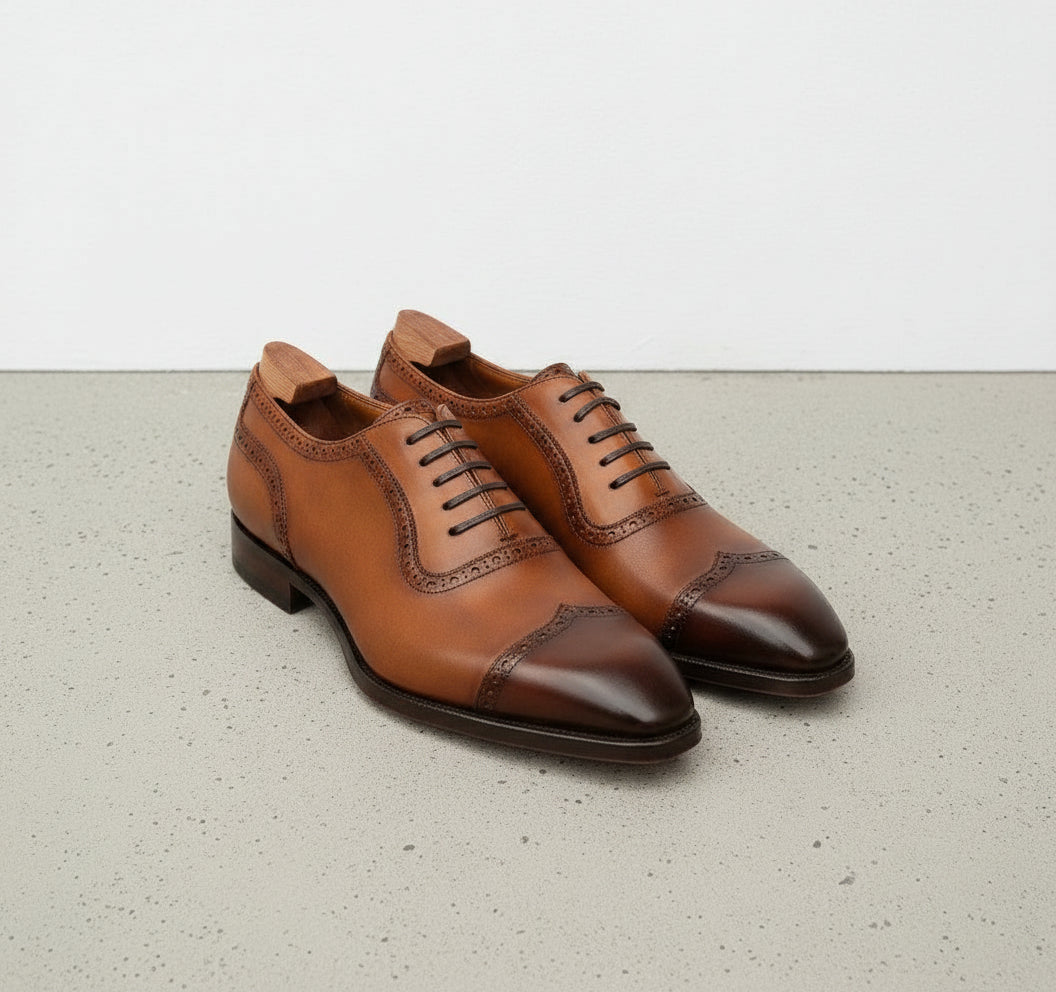 Handmade Men's Brown Brogue Dress Shoes, Men Classic Style Shoes