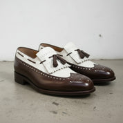 Handmade Two Tone Formal Shoes for Men, Artisan-made Tassel Moccasins