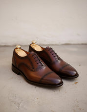 Handcrafted Men's Brown Leather Brogue Shoes