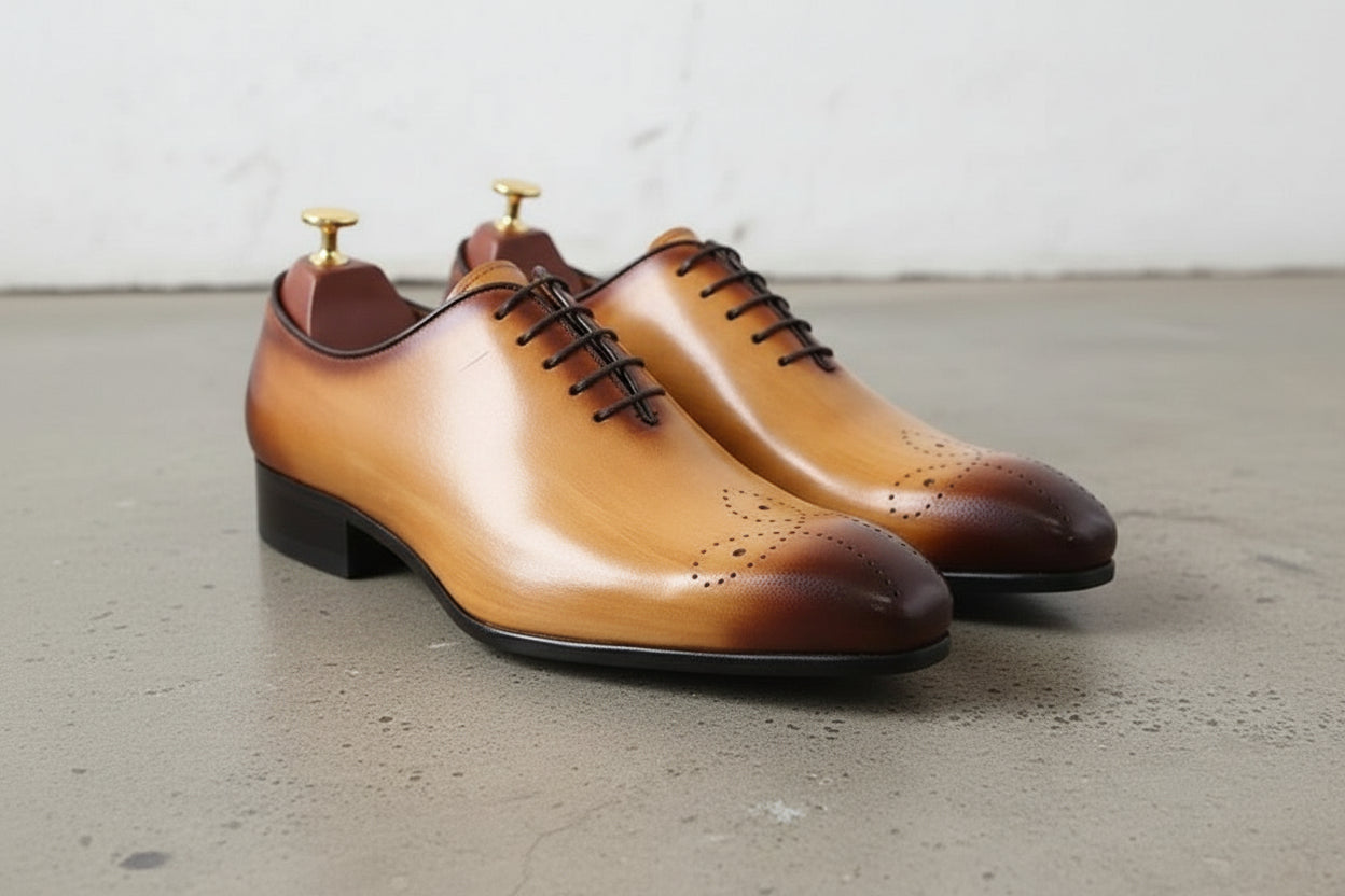 Handcrafted Men's Brown Brogue Shoes