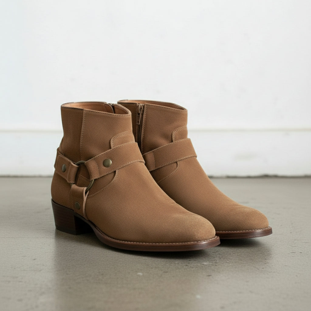 Men Tan Suede Ankle High Casual Boots, Mens Fashion Casual Ankle Boots