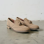 Men's Suede Brogue Slip-on Shoes in Cow Leather