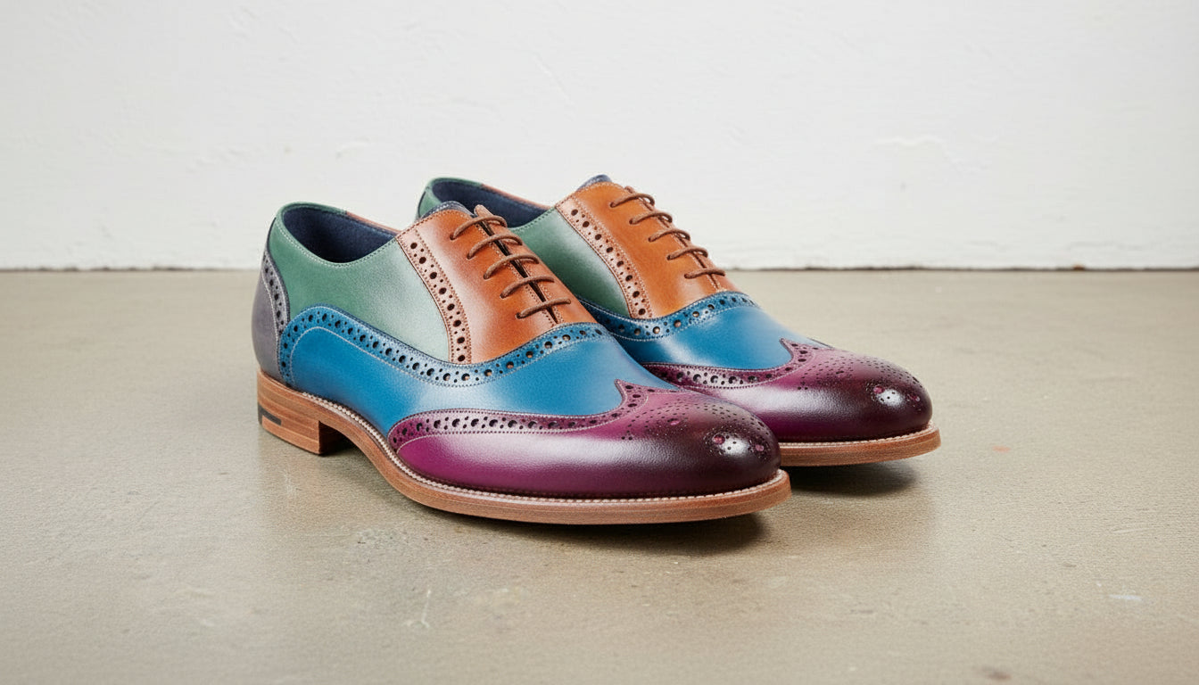 Men's Handmade Leather Wingtip Brogue Party Shoes US 15 / D - Standard Men's Handmade Leather Wingtip Brogue Party Shoes US 15 / D - Standard