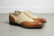 Handcrafted Men's Two-tone Wingtip Brogue Shoes