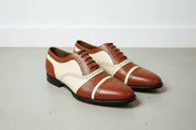 Handcrafted Men's Two-tone Leather Brogue Shoes