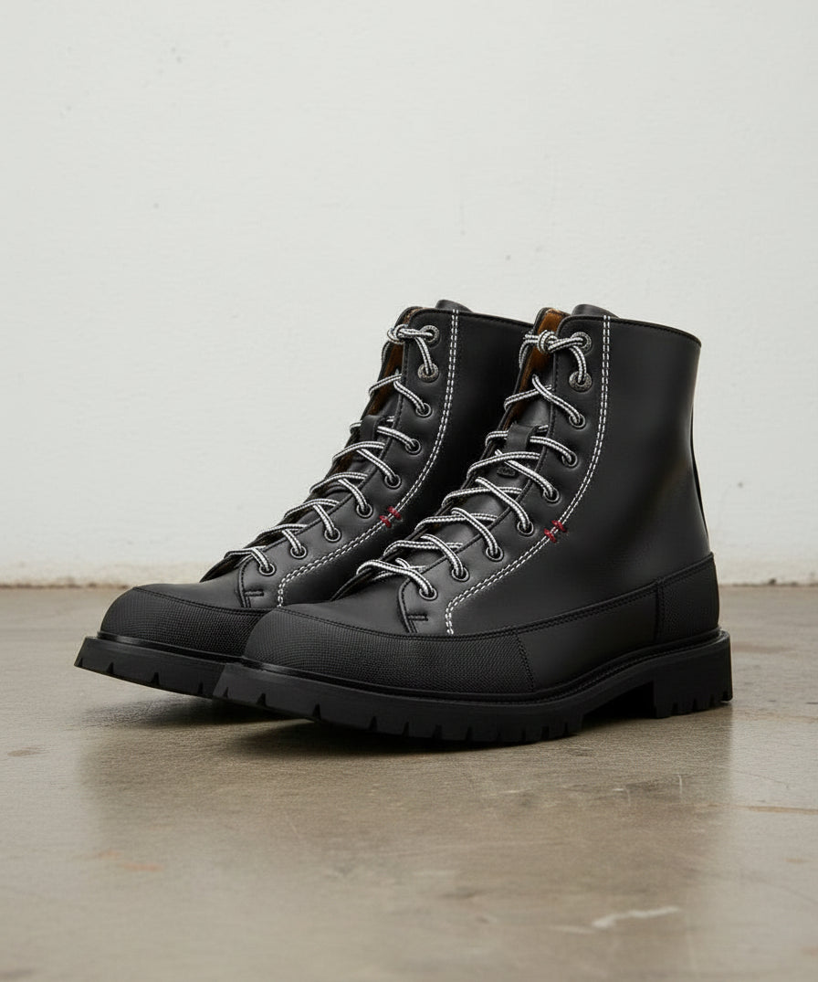 Premium Leather Lace-up Motorcycle Boots - Durable and Comfortable Boots