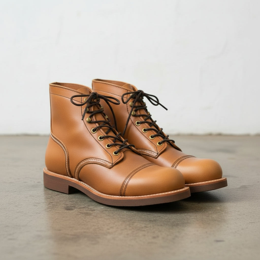 Men's Handmade Cow Leather Lace-up Ankle Boots