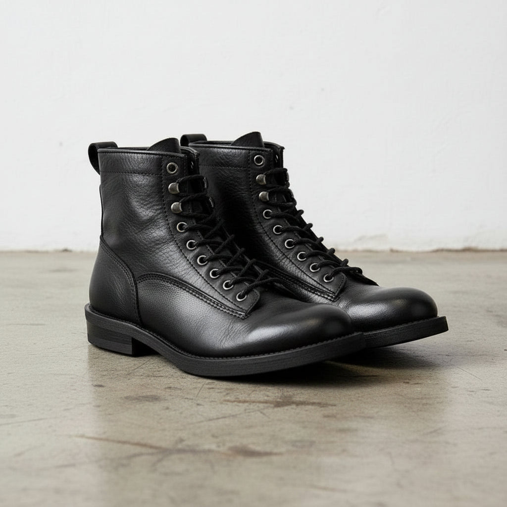 Handcrafted Men's Lace-Up Boots in Full Grain Leather