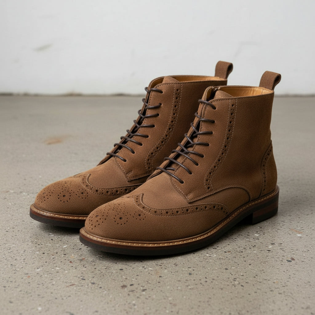 Handcrafted Men's Premium Cow Leather Lace-Up Boots