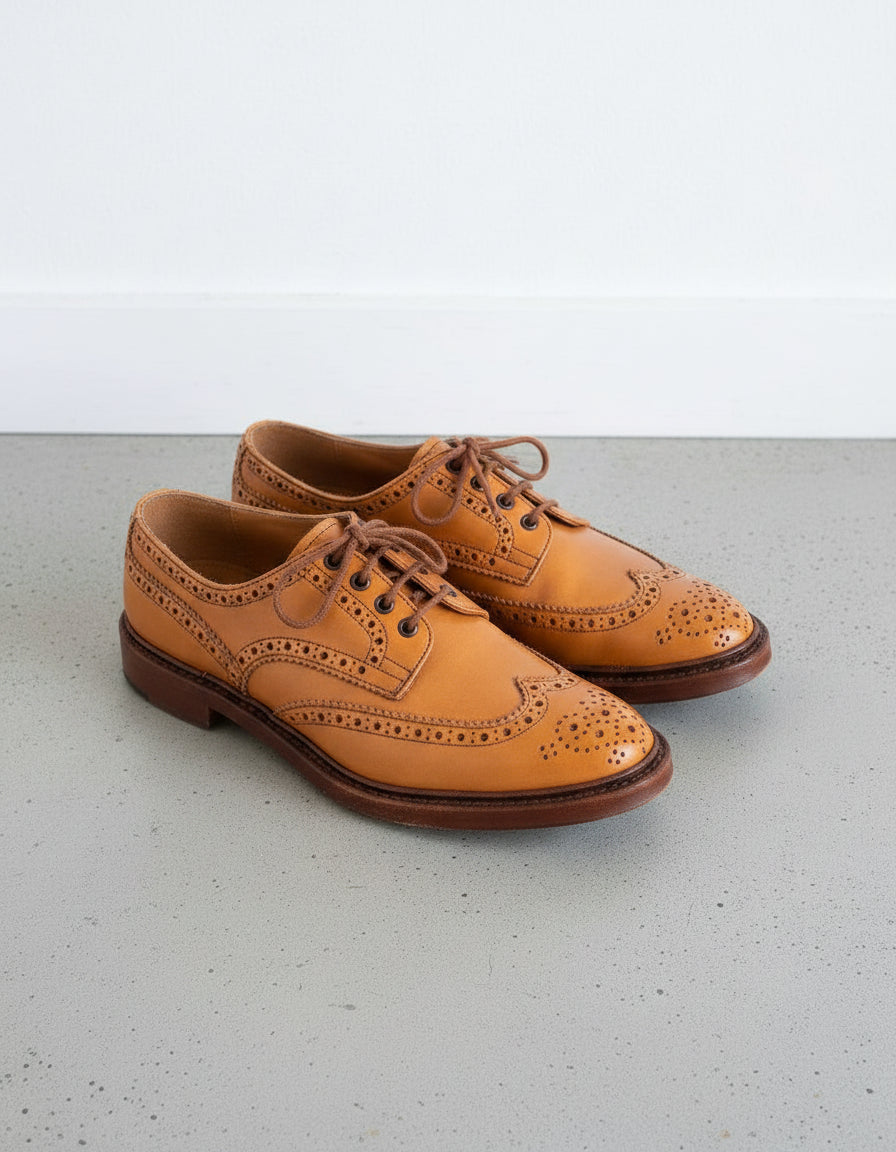 Handmade Men's Wing Tip Good Year Welted Shoes, Men Tan Brogue Dress Shoes