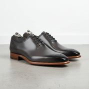 Men's Gray Leather Oxford Brogue Dress Shoes