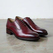 Men's Elegant Burgundy Leather Brogue Dress Shoes