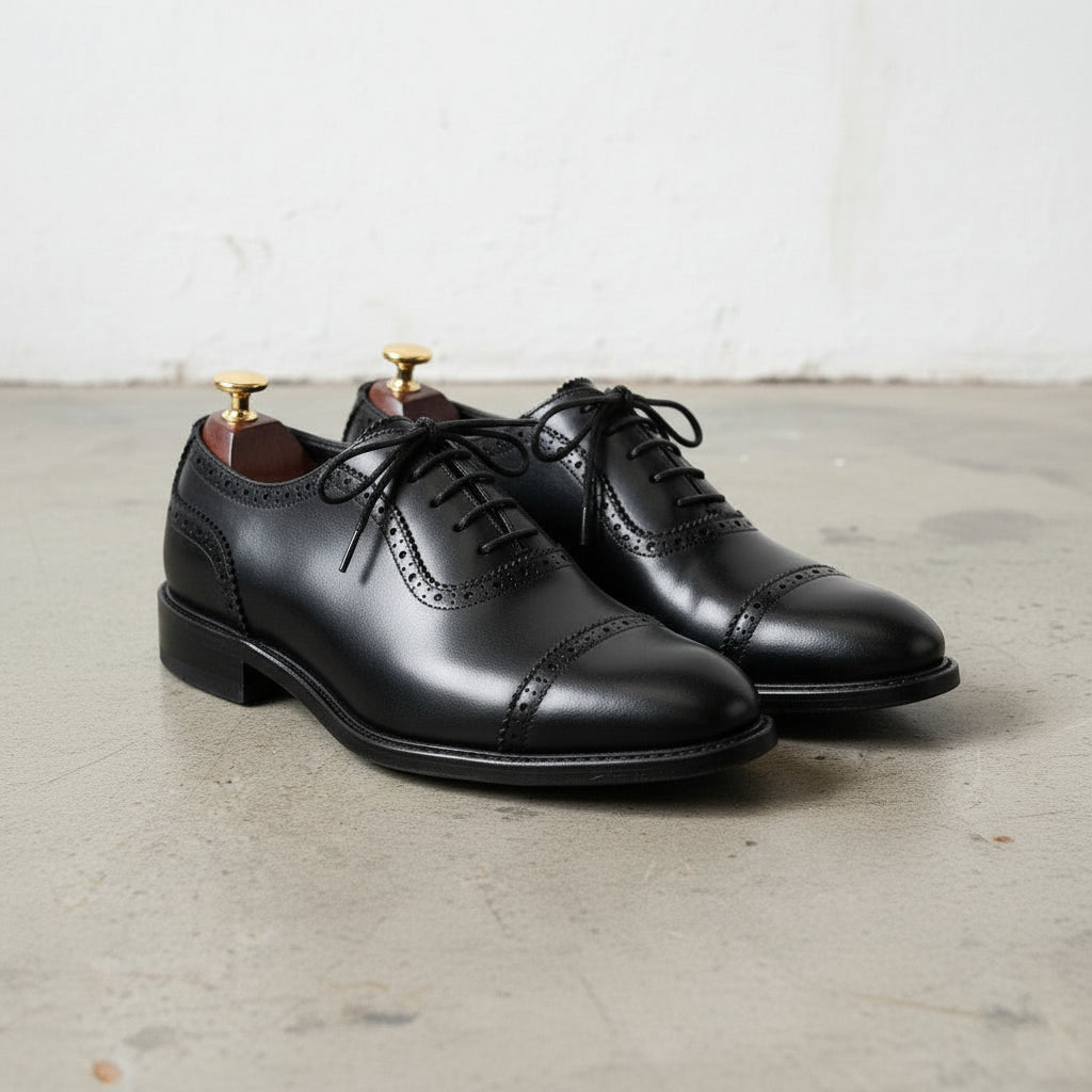 Handcrafted Men's Cow Leather Brogue Shoes