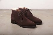 Handmade Men's Brown Suede Dress Boots, Men Brown Formal Boot