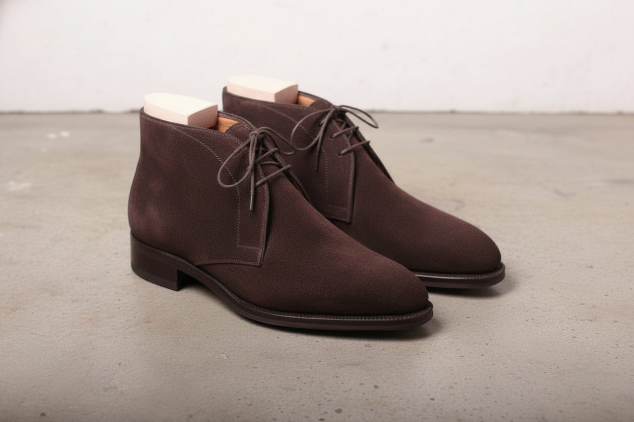 Handmade Men's Brown Suede Dress Boots, Men Brown Formal Boot