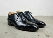 Handmade Men's Black Leather Tuxedo Shoes