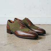 Men's Two tone wing tip brogue dress shoes, Men formal leather shoes