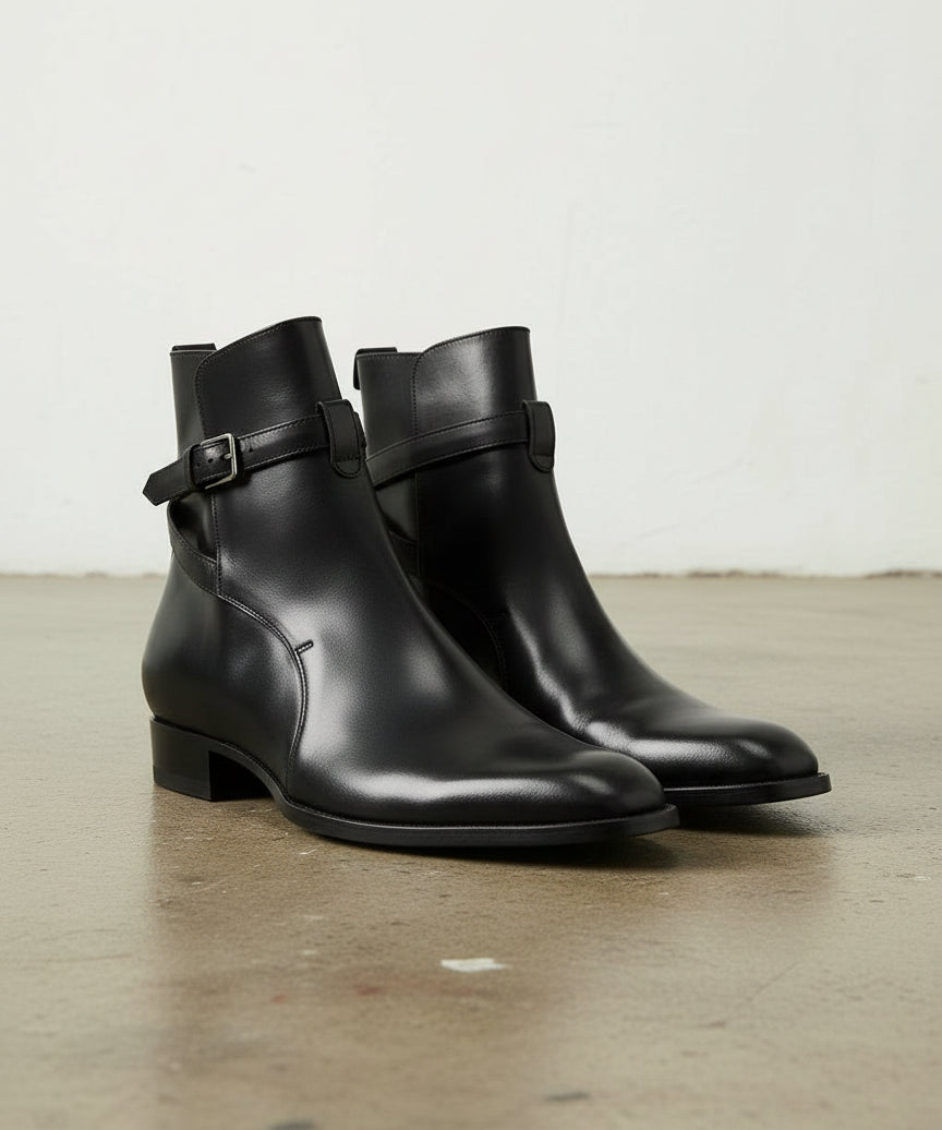 Men's Handmade Black Leather Jodhpurs Ankle Boots