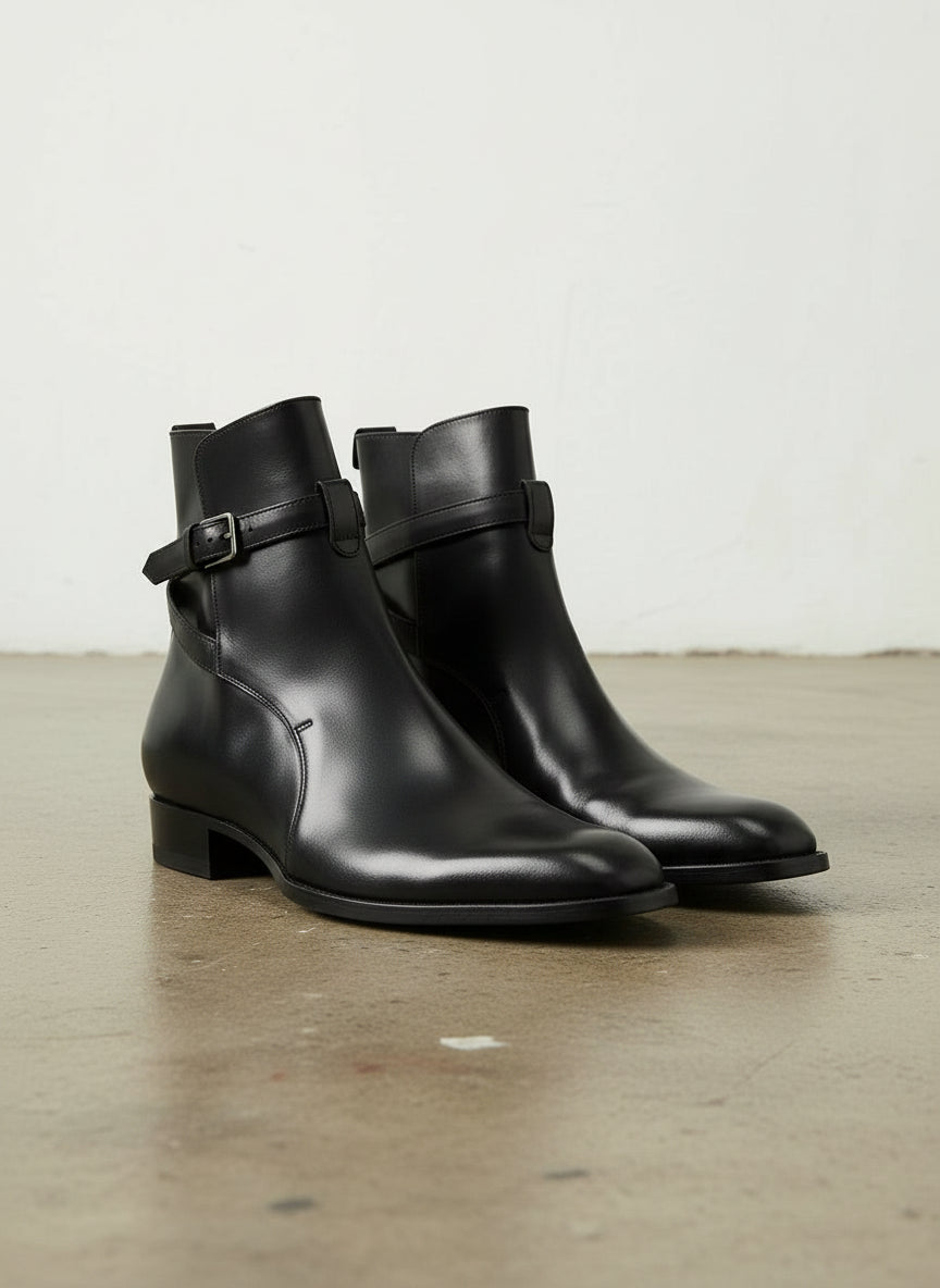 Men's Handmade Black Leather Jodhpurs Ankle Boots