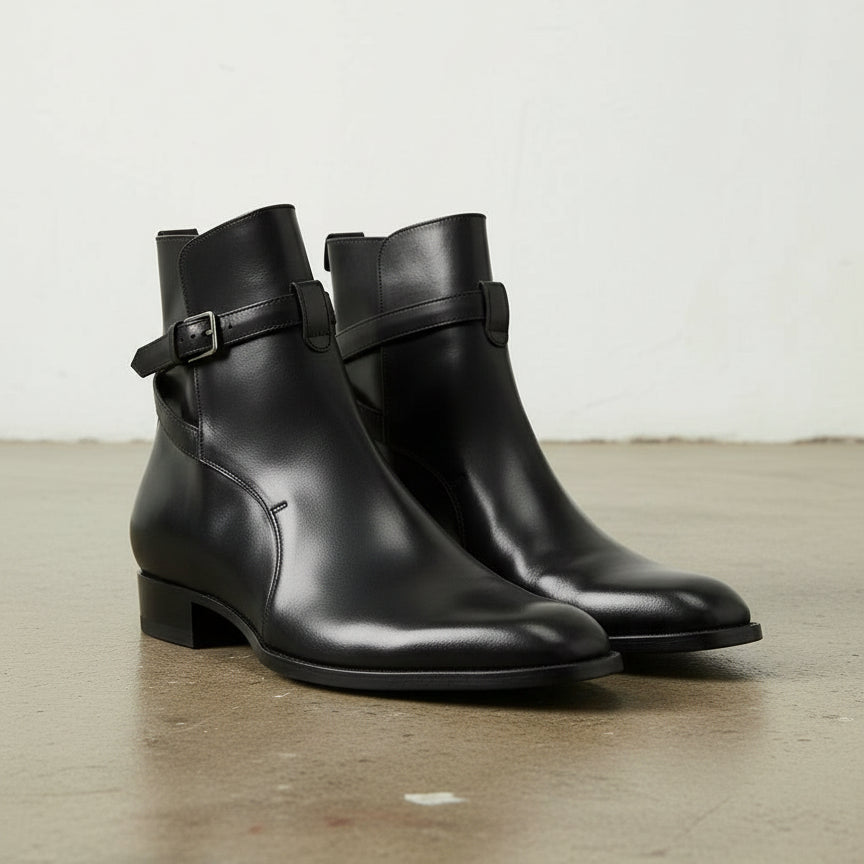 Men's Handmade Black Leather Jodhpurs Ankle Boots