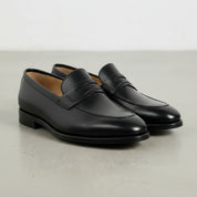 Handmade Black Leather Moccasins, Men's Tuxedo Shoes