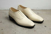 Handcrafted Cream White Brogue Men's Dress Shoes
