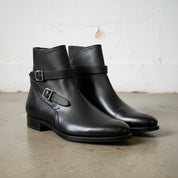 Handmade Men's Black Leather Jodhpurs Boots, Men Black Monk Strap Ankle Boot