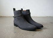 Handmade Mens Dark Gray Suede Jodhpur Boots, Men Gray Ankle Suede Boots