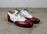 Handmade Men Two Tone Formal Shoes, Spectator Shoes Wing Tip Shoes