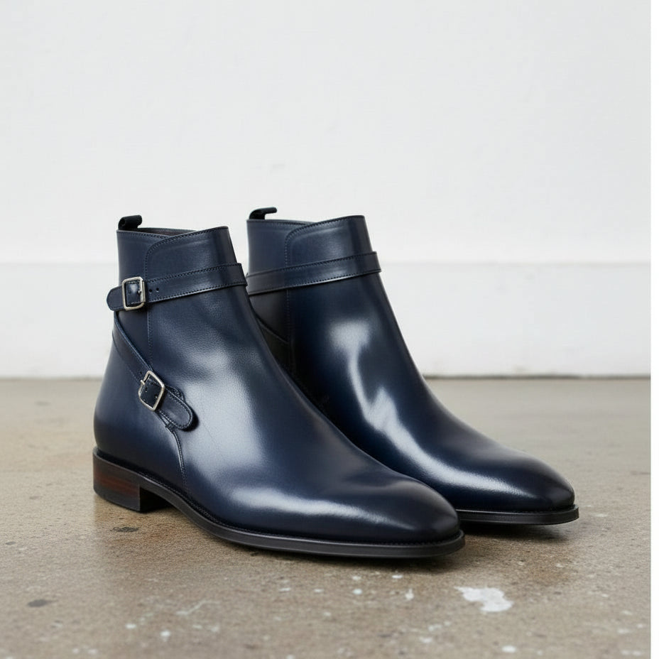 Handcrafted Men's Black Leather Jodhpurs Boots