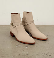 Men's Beige Suede Jodhpurs Boots with Ankle Strap