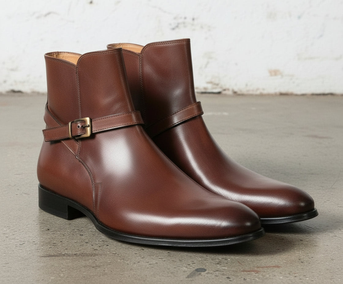 Men's Handmade Brown Leather Jodhpurs Ankle Boots