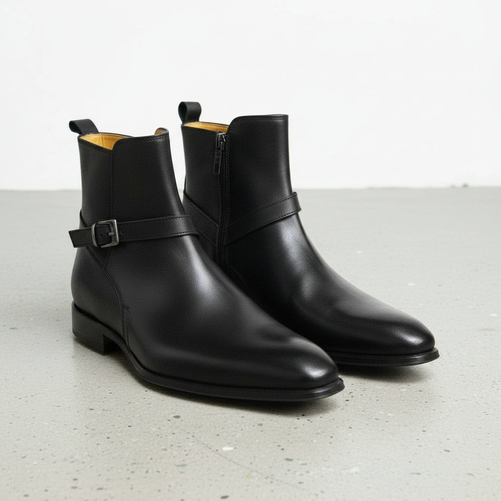 Handcrafted Men's Black Jodhpurs Ankle Boots