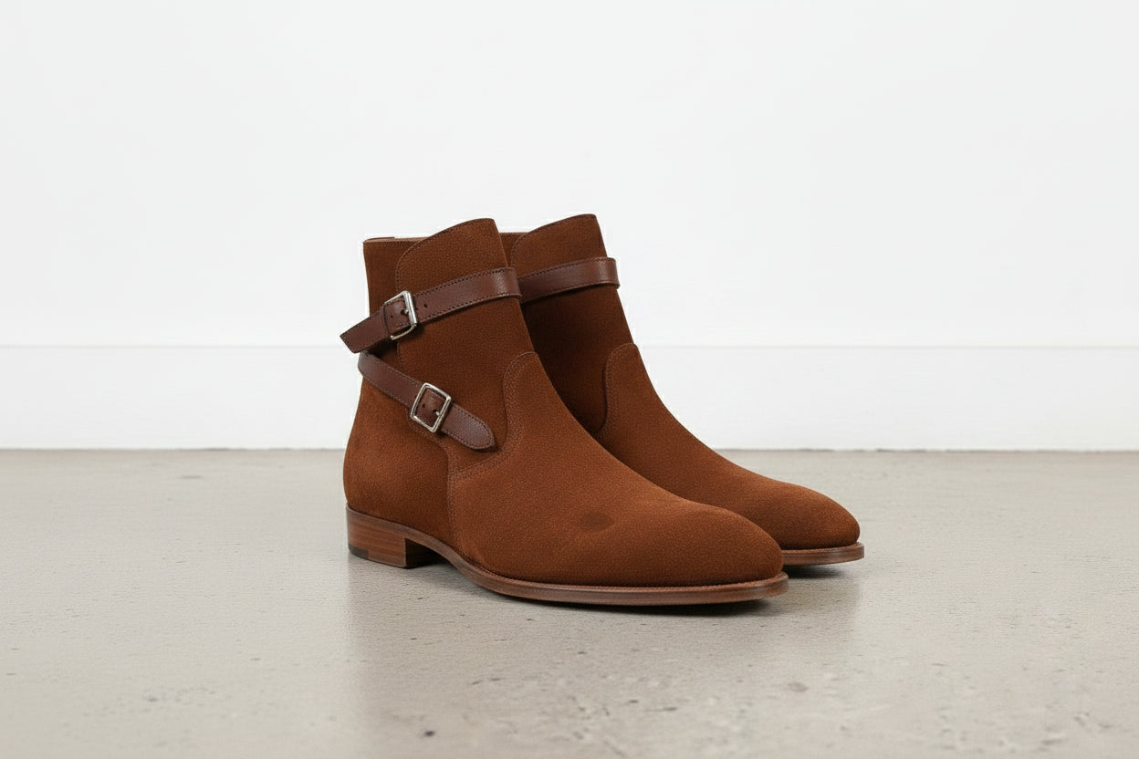 Handcrafted Men's Brown Suede Jodhpurs Boots