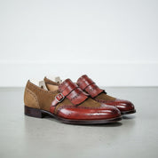Handmade Mens two tone Fringe Shoes, Men wing tip dress shoes