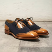 New Handmade Men Classic Brogue Style Wing Tip Leather Suede Dress Shoes