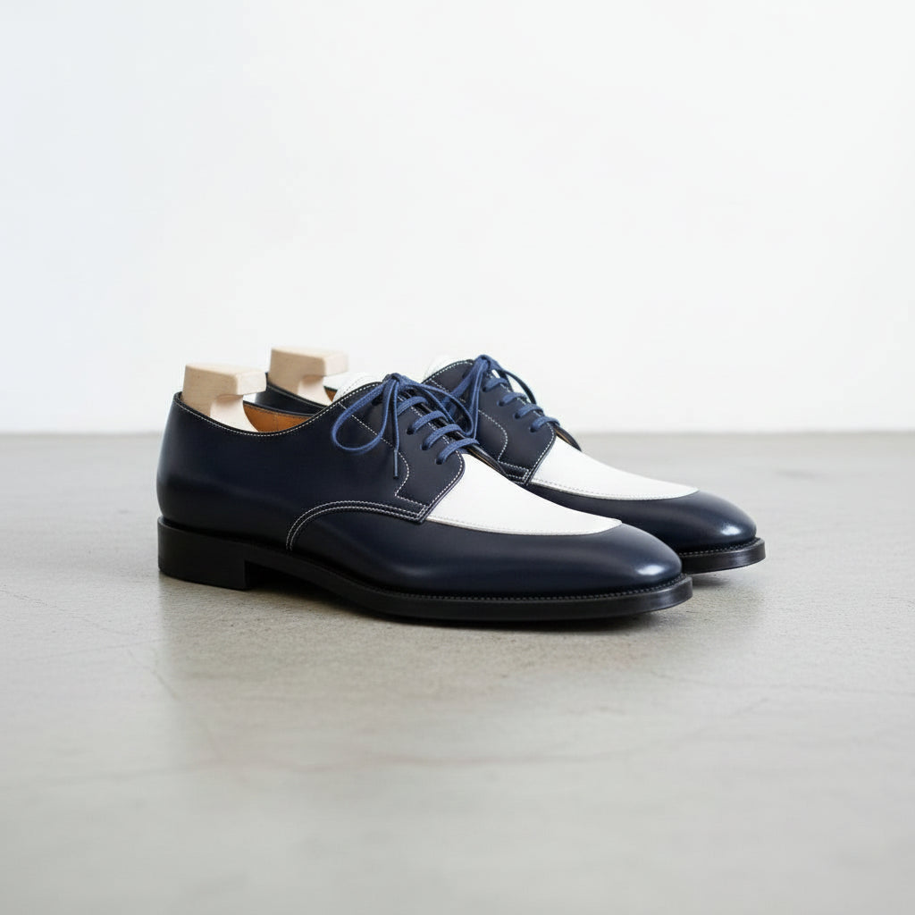 Handmade Spectator Men's Two Tone Formal Dress Shoes.