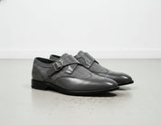 Handmade Men's Gray wingtip monk shoes, Leather dress shoes for men