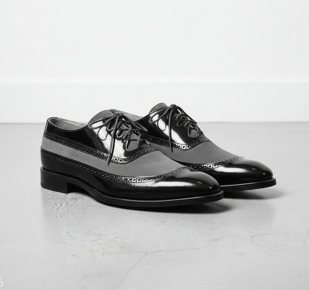 Handmade Mens Wingtip Two Tone Dress Shoes, Mens Spectactor Shoes