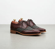 Handmade Men's Two Tone Wing Tip Dress Shoes, Good Year Welted Sole Shoes