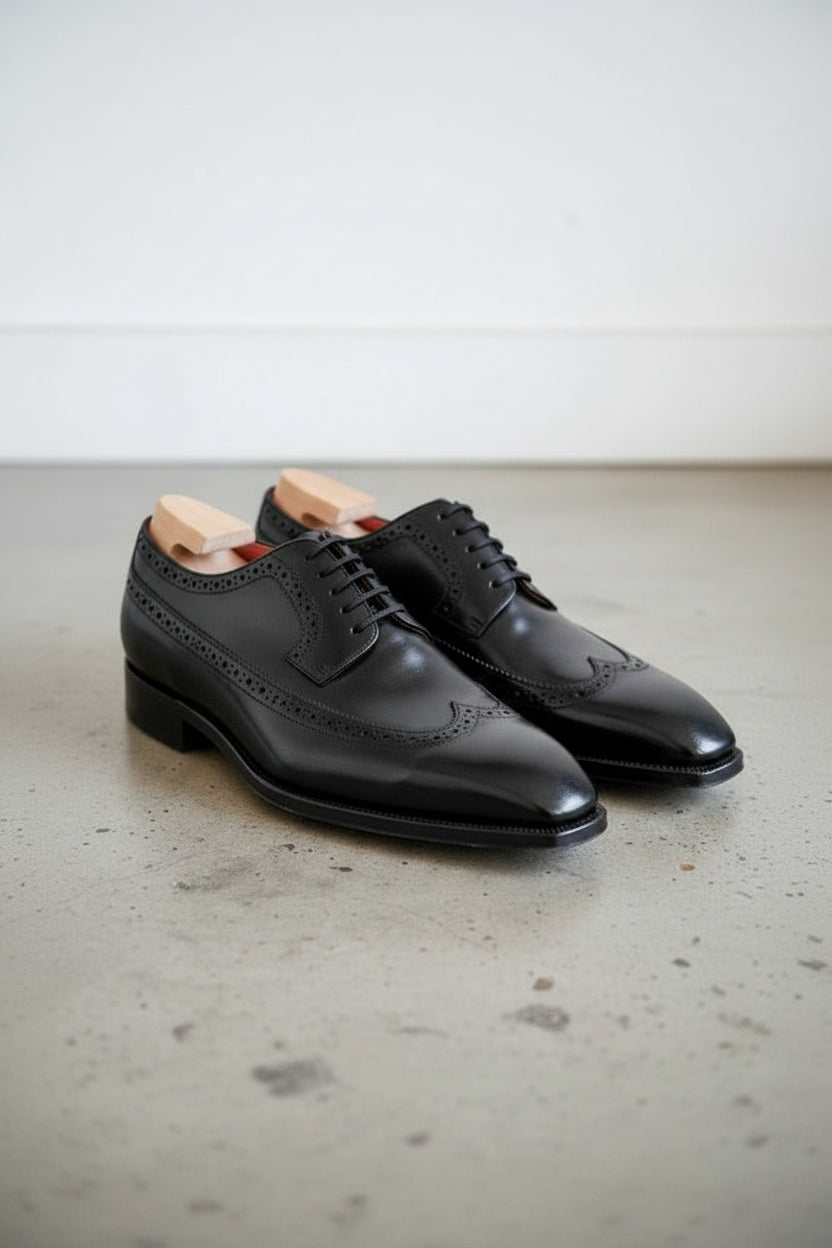 Men's Wingtip Black Leather Oxford Dress Shoes