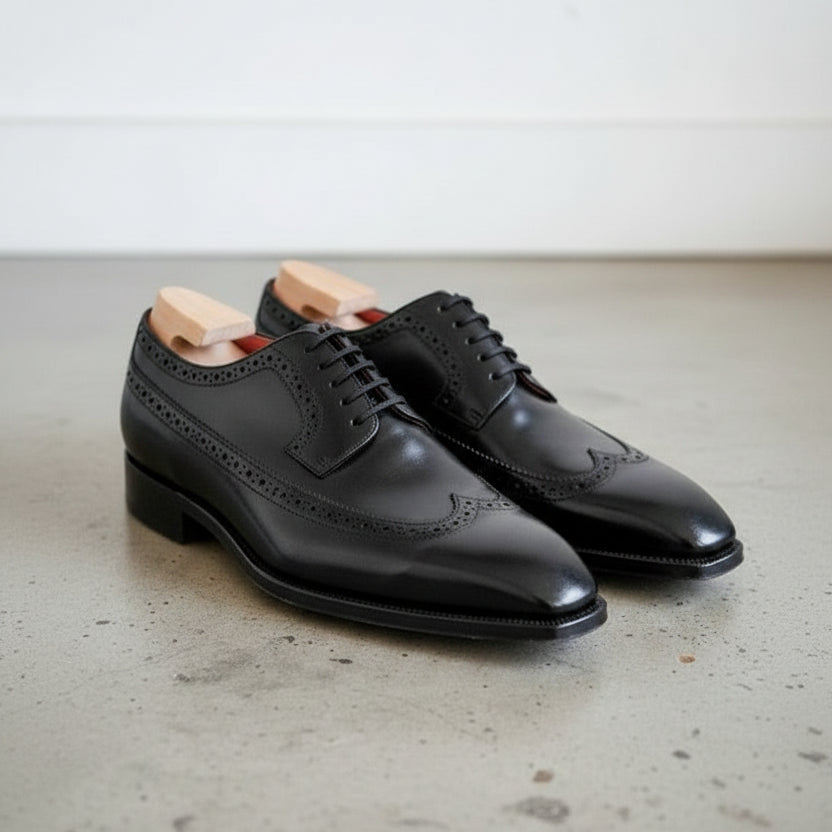 Men's Wingtip Black Leather Oxford Dress Shoes
