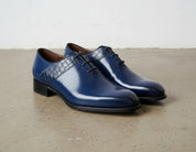 Handcrafted Men's Blue Calf Leather Dress Shoes