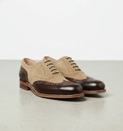 Handmade Men Two Tone Leather Formal Shoes, New Wing Tip Brogue Dress Shoes