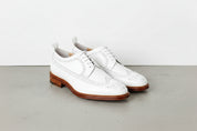 Handmade Mens White Brogue Leather Shoes, Mens Wing Tip Formal Shoes